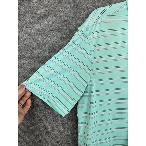 Masters Tech Augusta National Polo Shirt Mens M Stripe Golf Performance Popover - Picture 3 of 11